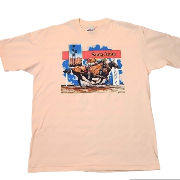 Vintage  Santa Anita Race Track 1987 Graphic Hanes T-shirt - Picture 1 of 10